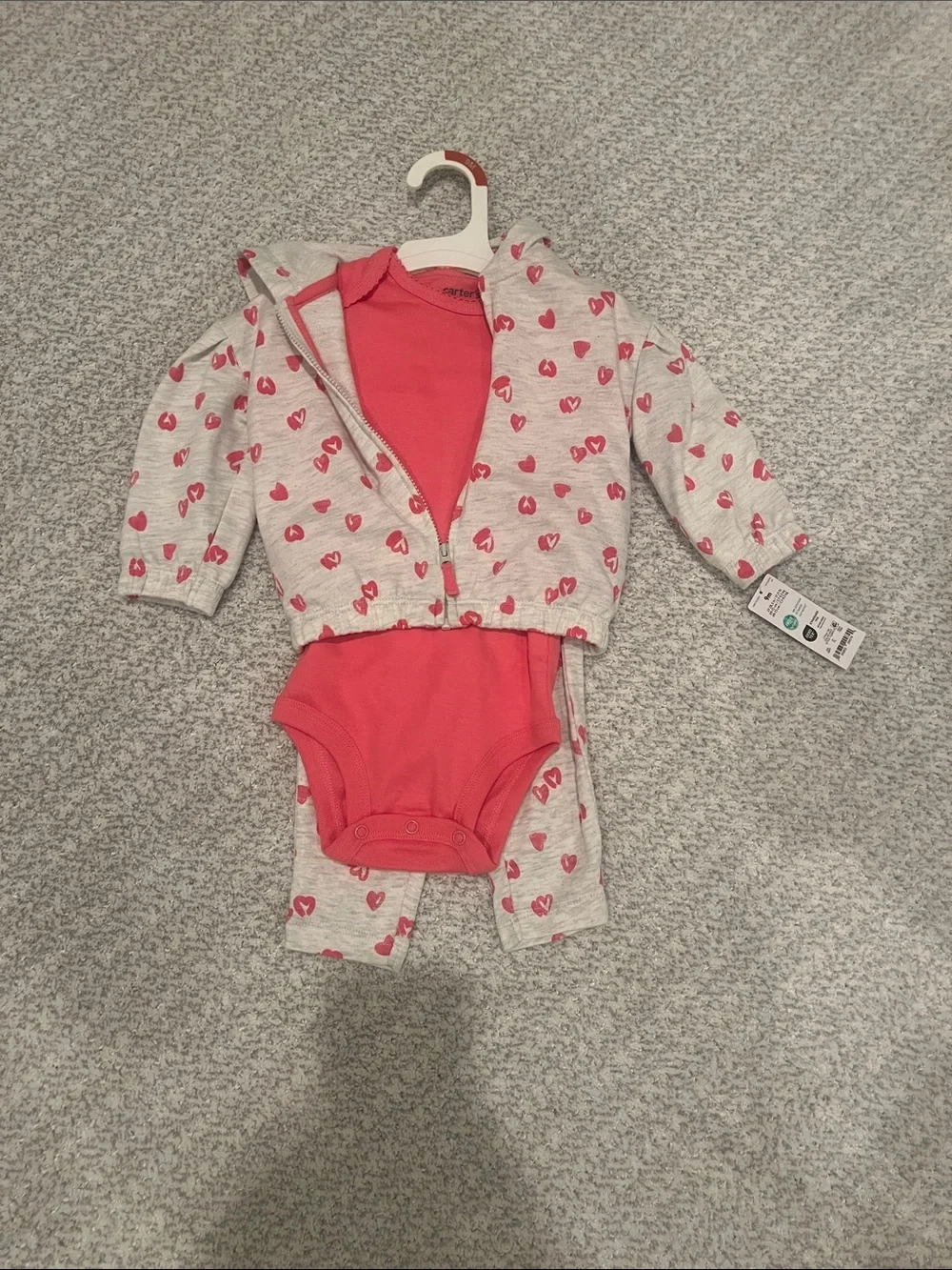 NWT Pink Heart Zip Hoodie & Bodysuit Set 9M